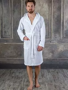 Короткий халат унисекс подойдет для поездок спорт клуба отдыха белого цвета PJ-Riviera_Wimbledon bianco uomo