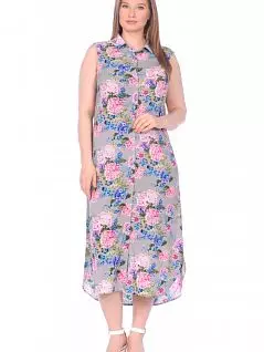 Легкое платье-туника из вискозы с изображением цветущей сакуры PECHE MONNAIE EV26293сирень