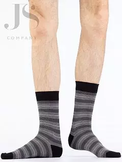 Мужские носки из хлопка в виде тонких горизонтальных полос Omsa JSSTYLE 504 (5 пар) nero