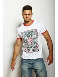 Оригинальная мужская футболка с принтом "Кастет"белого цвета Epatag RT020466m-EP