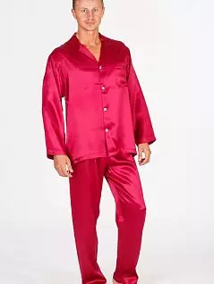 Шелковая пижама из нежной и тонкой ткани красного цвета PJ-B&B_Varazze bordo