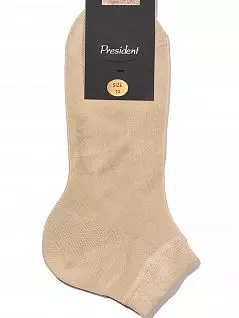 Хлопковые носки с логотипом бренда на подошве ванильного цвета President 213c12