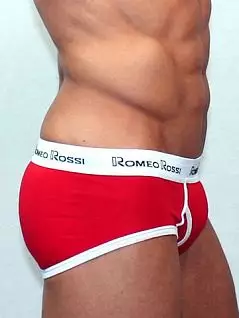 Красные хлопковые трусы хипсы для мужчин с контрастным гульфиком Romeo Rossi Heaps R366-8