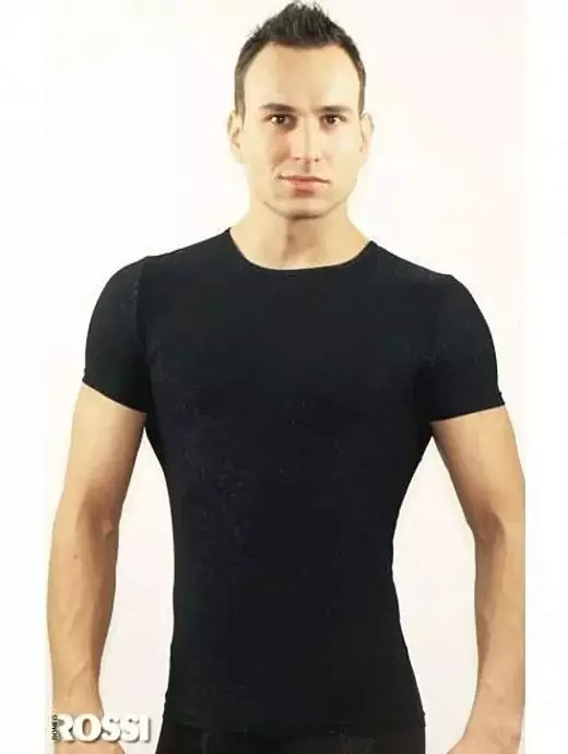 Мужская футболка черная с синими блестящими вкраплениями черного цвета Romeo Rossi RT34401