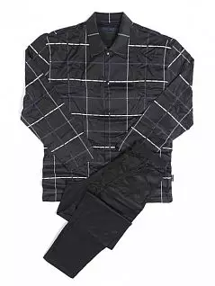 Хлопковая мужская пижама темно-серого цвета в клетку HOM Carry 04218cS9