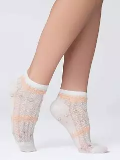 Хлопковые женские носки с комфортной резинкой и усилением в зоне мыска и пятки Giulia JSWS2 SUMMER 03 (5 пар) bianco / orange gul