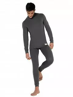 Тонкая мужская футболка-водолазка серого цвета HOM 03130cZU