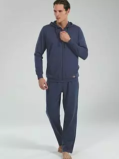 Трикотажный мужской домашний комплект на молнии синего цвета BlackSpade b7551 denim