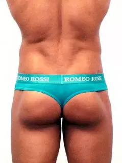 Зелёные мужские трусы стринги с модным поясом Romeo Rossi Thongs R1006-7