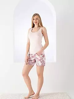 Удобная пижама (майка с небольшим принтом и шорты) LTC840-323 CONFEO розовый