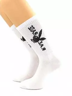 Приятные носки с надписью "Злая зая" белого цвета Hobby Line RTнус80159-48-04