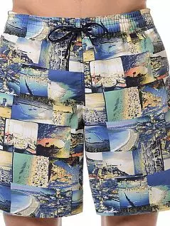 Яркие мужские пляжные шорты синего цвета с принтом HOM Monaco 36c0017c00BI