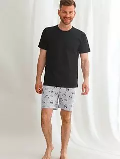 Мужская пижама (футболка однотонная и шорты с принтом) TaroBT-21/22 2581/2583/2584/2610/2628 Черный + серый