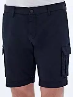 Шорты из легкой хлопковой ткани с накладными карманами темно-синего цвета Bluemint BM
