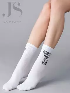 Хлопковые носки с дизайнерской надписью "Shake It Off" Omsa JSFREE STYLE 614 (5 пар) bianco