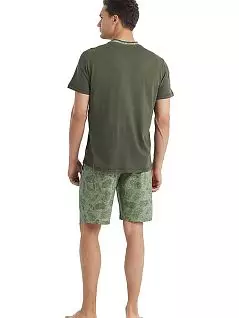 Стильная пижама (футболка с воротником Хейнли и шорты с принтом) LTBS40023 BlackSpade хаки