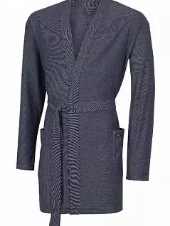 Халат трикотажный укороченный с большими накладными карманами и съемным поясом серого цвета	Impetus FM-3994D44-292