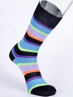 Эластичные хлопковые носки в яркую разноцветную полоску полоску PJ-Best Calze_5710 С