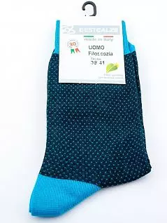 Мужские носки с нежным плетением хлопковой нити в крапинку PJ-Best Calze_4C56 бирюзовый