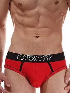 Мужские стильные трусы слипы красные Oboy Ribby 5210c06