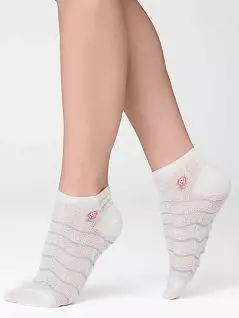 Тонкие носки из тканого рисунка и в полоску Giulia JSWS2 SUMMER 02 (5 пар) bianco / полоски gul