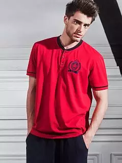 Стильная мужская футболка красного цвета с принтом Laete L60053c1 распродажа