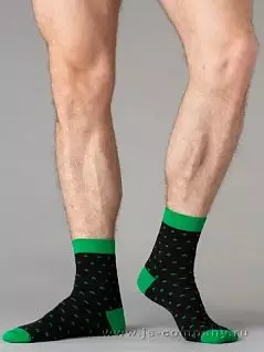 Хлопковые носки с ярким рисунком "звездочки" OMSA JSFREE STYLE 609 (5 пар) nero / verde oms