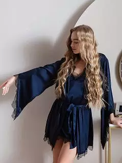 Халат с элегантными рукавами и кружевом 5 Senses VO5senses_7206 dark blue Темно-синий