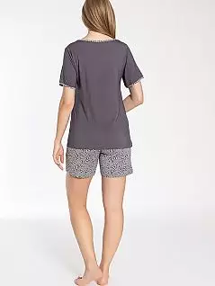Антибактериальная пижама (футболка и шорты с узором) LTC840-366 CONFEO серый
