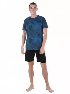 Стильная пижама из футболки с принтом и шорт темно-синего цвета Tom Tailor RT71076/5609