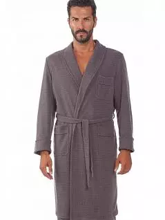 Тонкий халат из хлопка и полиэстра с узором серого цвета PJ-B&B_Breton