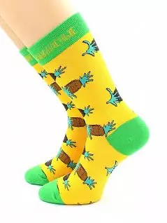 Хлопковые носки с ярким принтом "Ананасики" желтого цвета Hobby Line RTнус80153-10-17-02