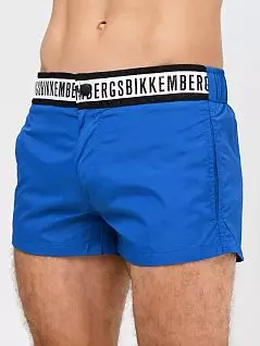 Короткие пляжные шорты на резинке с принтом в виде логотипа Bikkembergs BKK1MBX01cBlue
