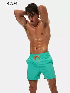 Привлекательные пляжные шорты из полиэстра бирюзового цвета Romeo Rossi RT9504-2