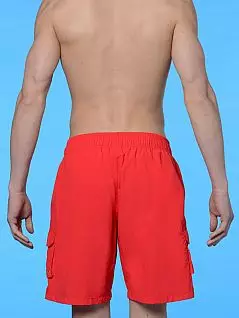 Удлинённые мужские пляжные шорты-бермуды с эластичной сеточкой внутри красного цвета HOM 07891cR5