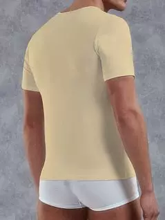 Облегающая мужская футболка бежевого цвета с глубоким вырезом Doreanse City 2820c09 распродажа