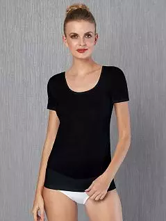 Классическая женская футболка из 100% хлопка черного цвета Doreanse 9397cPc01