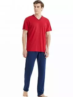 Яркая пижама (футболка с V-образным вырезом горловины и брюки) LTBS30815 BlackSpade красный с синим