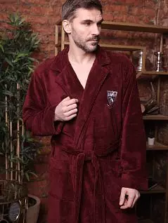 Уникальный халат из мягкой ткани Трига Бамбук бордового цвета Five Wien FW1676