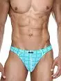 Мужские трусы-стринги бирюзово-зеленая клетка Oboy Sexy Boy 5963c77