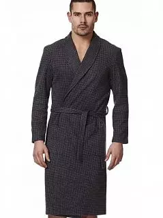 Теплый халат из пестрой ткани с двумя накладными карманами темно-серого цвета Vilfram PJ-VU_7712