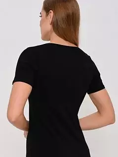 Модель женской футболки из хлопка оригинального качества черного цвета Janira 45207c002 распродажа