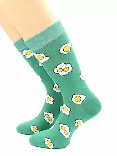 Веселые носки с принтом "яичница" зеленого цвета Hobby Line RTнус80128-03-07