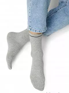 Хлопковые носки для чувствительной кожи декорированной контрастной полоской OMSA JSACTIVE 115 (5 пар) grigio melange oms