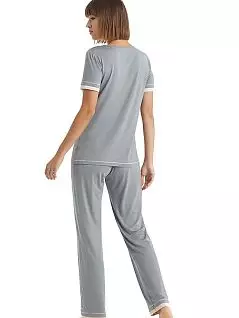 Женская пижама из микромодала из футболки и брюк LTBS51049 BlackSpade серый