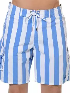 Пляжные шорты на шнурке со стильными металлическими наконечниками в бело-голубую полоску HOM 07546cW1