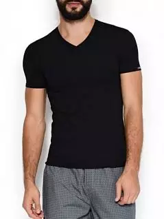 Однотонная футболка с коротким рукавом и треугольным вырезом горловины Jolidon DT17блмФмн Black