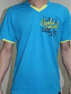 Классическая голубая мужская футболка прямого силуэта с ярким принтом Alfa SI1878
