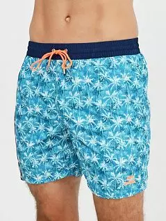 Стильные шорты с принтом с принтом "пальмы"синего цвета Allen Cox 278324cblu