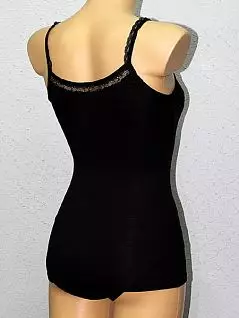 Эластичная женская маечка из натурального материала в мелкий «рубчик» чёрного цвета Doreanse Modal Romantic 9355c01